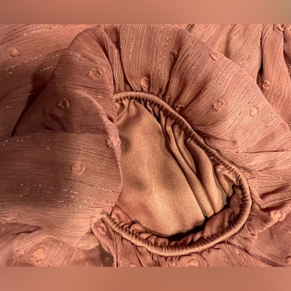 🤎❤️👚BY THE RIVER Anthropologie Rusty Rose Metallic Blouse Shirt Top NWT - Picture 10 of 12